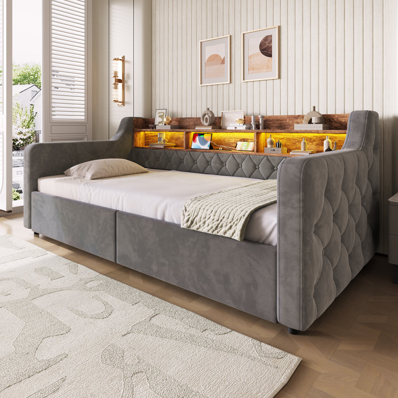Bed, Dark Gray