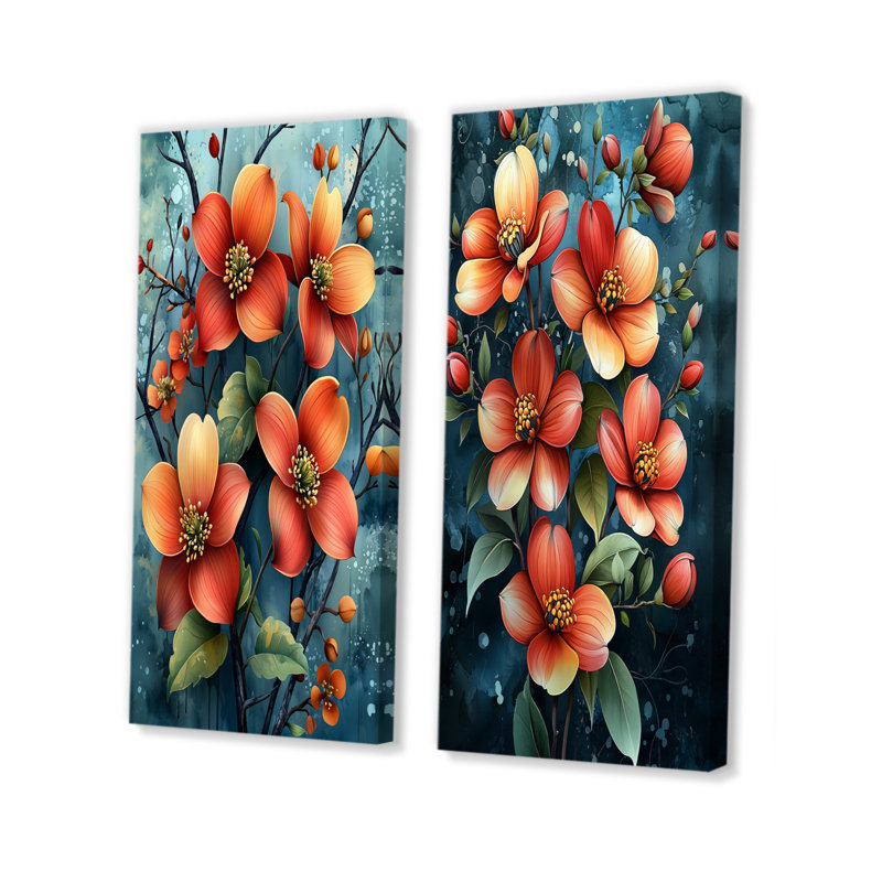 Kinkade I - Collection d'art mural floral 2 pièces, Toile tendue, H 32 po x l 33 po