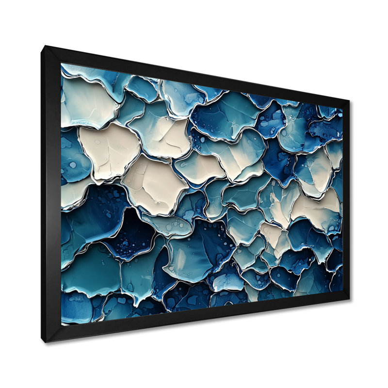 Mauriello - Abstract Large Wall Art, H 30 po x l 40 po, Cadre simple, Noir, noir, noir, noir