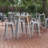 Greory Round Commercial Indoor/Outdoor Poly Bar Top Restaurant Table with Steel Frame-2030712417-2030712416
