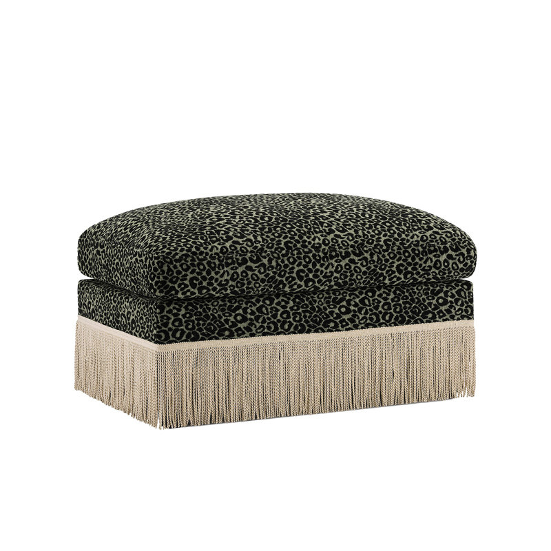 Ottoman Leopard Chenille, Black/Green
