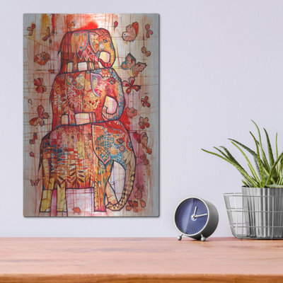 «Red Elephants» par Oxana Zaika, art mural en métal Red Barrel Studio®