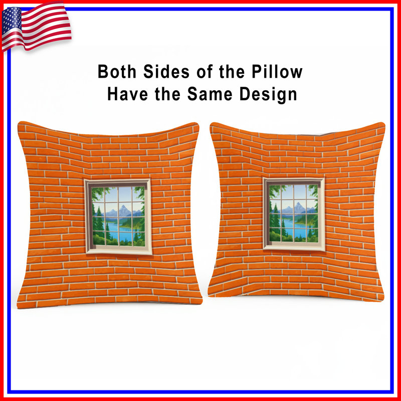 Brick Wall Window Double Sided Throw Pillows, 20 x 20 inches