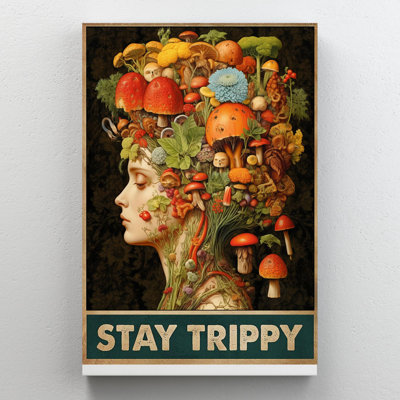 Mushroom Stay Strippy - 1 pièce, reproduction d'art graphique sur toile tendue