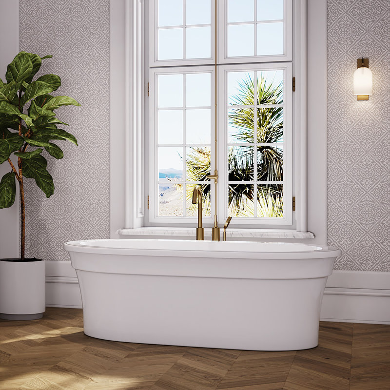 Matira 66" x 36" Freestanding Soaking Acrylic Bathtub, White