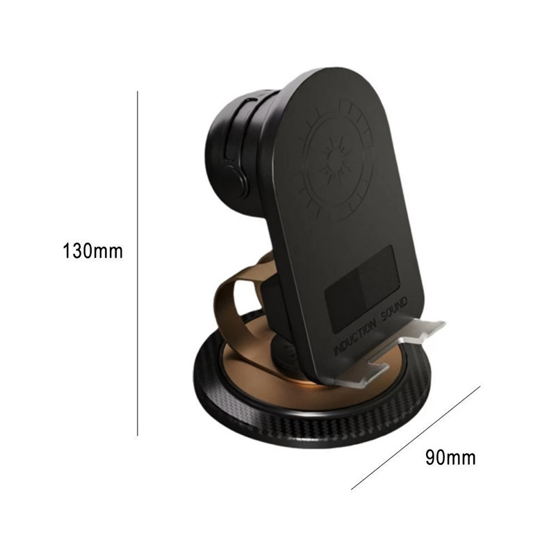 Support de haut-parleur à capteur pour téléphone intelligent - Induction portable et support pour haut-parleur Bluetooth 5,3 avec rotation à 360 ° et charge rapide sans fil de 15 W