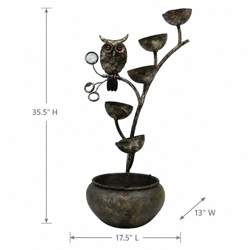 Fontaine cascade de chouettes 35,5 "de hauteur