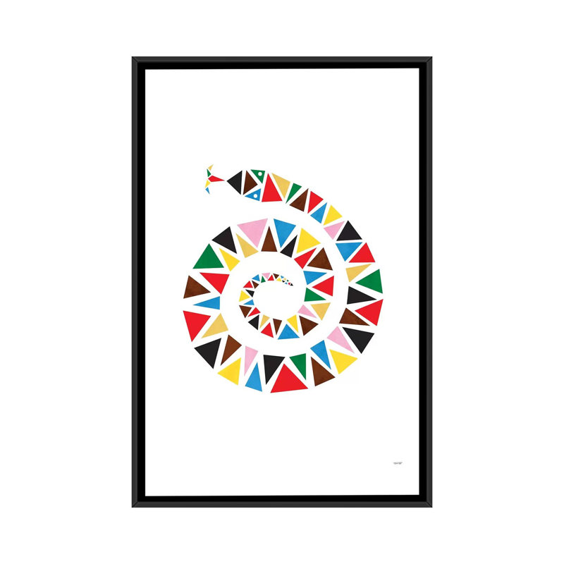 « serpent color », impression sur toile, H 48 po x l 32 po x P 1,5 po, Toile encadrée noire, Pas de tapis