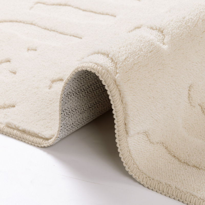 Tapis moderne ivoire lavable antidérapant, Rectangle 4pi x 6 pi