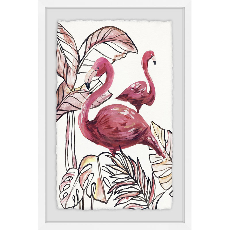 Tropical Flamingos II - Single Picture Frame Print, 91 cm H x 61 cm W