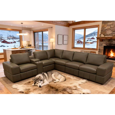Large Arm Leather Match Upholstery Modular Sectional