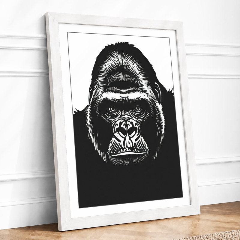Gorilla Confrontation Modern - Framed Print, A1 - 84.1 x 59.4 cm, White