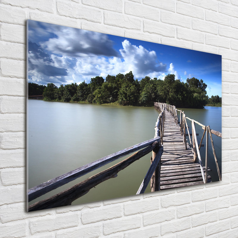 Wooden Bridge - No Frame Print on Glass, Glass