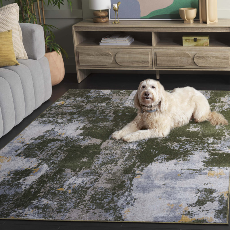Bayside 128 Performance Machine Washable Abstract Rug, Square 6'7"