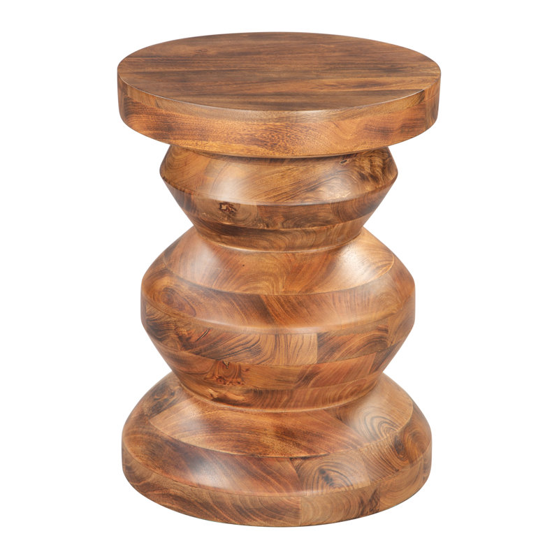 Table de bout à piédestal en bois massif de 21,3 po de hauteur 