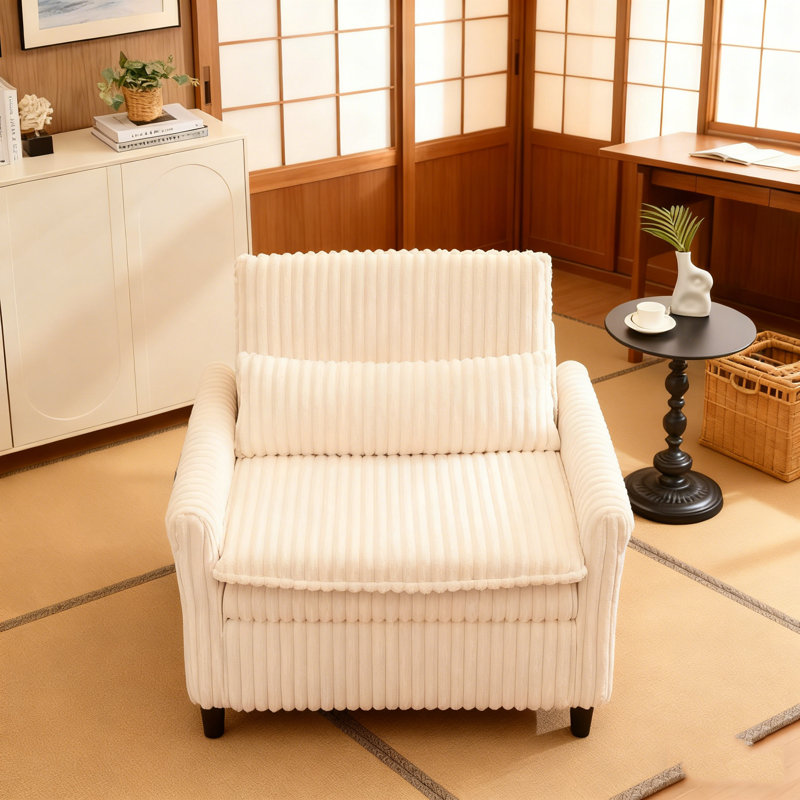 Corduroy Fabirc Fauteuil confortable pour petit appartement Chambre à coucher Balcon Petit canapé-lit Petit canapé avec coussin
