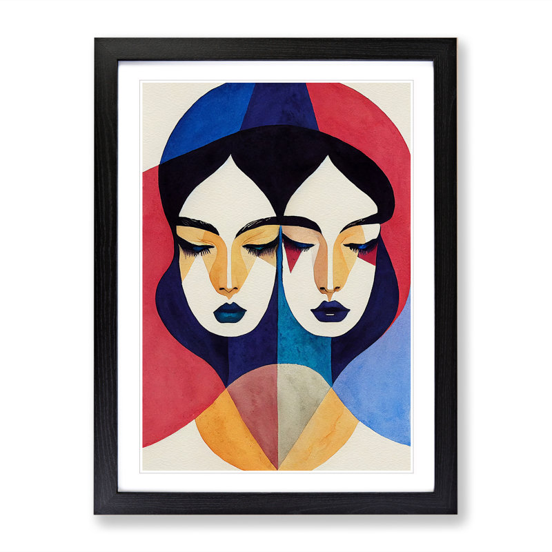 XV1022-5293X Woman Abstract Watercolour No.4 1 Piece Single Picture Frame Painting, 64cm H x 46cm W x 2cm D, Black