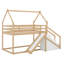 Lit superposé simple au-dessus de simple avec glissade et escalier, structure de lit mezzanine / lit superposé en bois avec rangement-1499880914