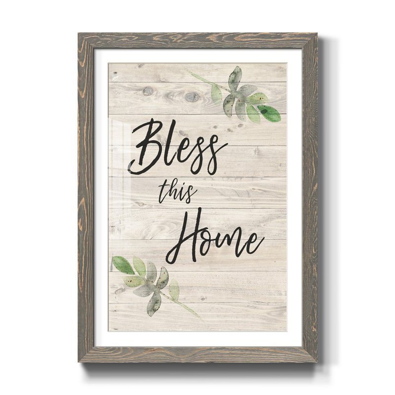 «Bless this home», reproduction d'art textuel sur papier encadré, H 37,5 po x l 27,5 po x P 1,5 po, Gris