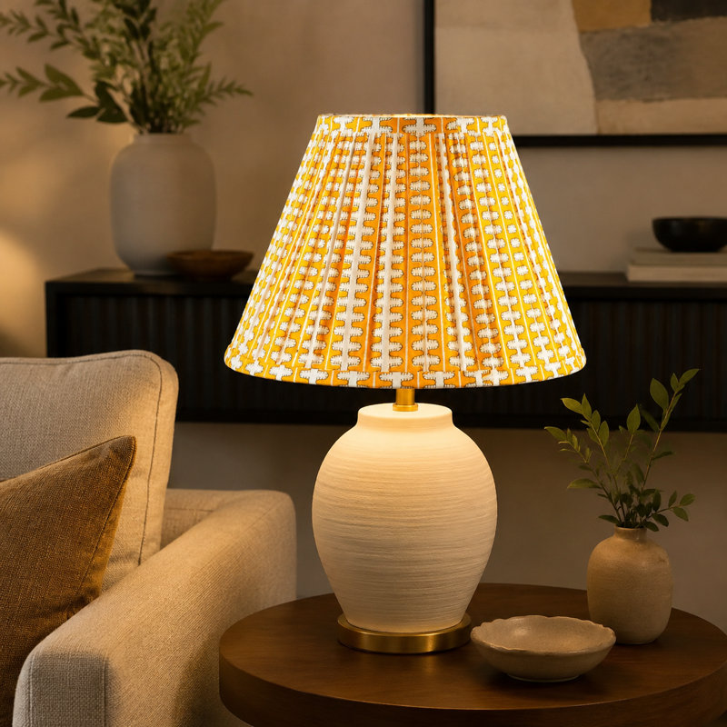 Handcrafted Meadow Striped Cotton Yellow Lampshade