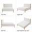 Lit tapissier scandinave capitonné avec cadre en bois massif, grand, lin beige-675234333-675234331