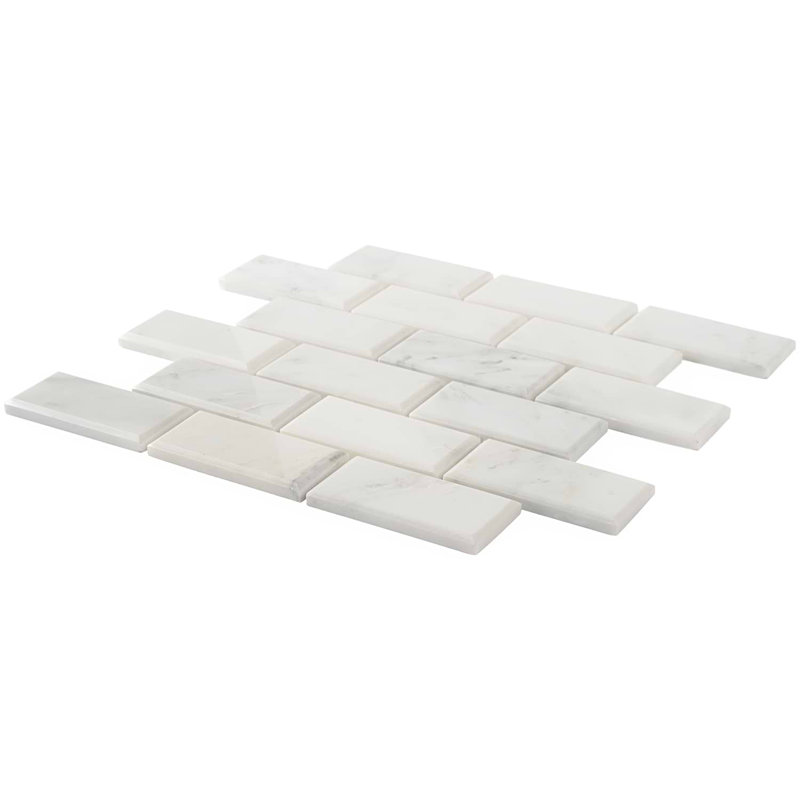 Asian Statuary 2x4 Beveled Brick Polished Marble Mosaic Tile