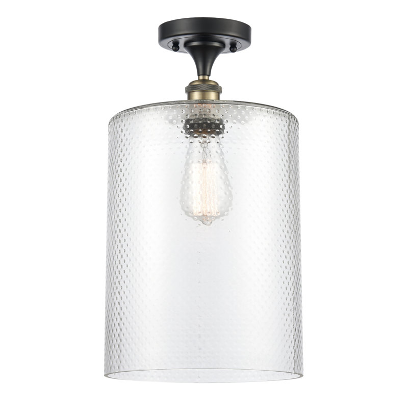 Plafonnier semi-encastré 1 lumière 9 po Leilani, Laiton antique noir, Transparent, Ampoule DEL 6 watts Vinage