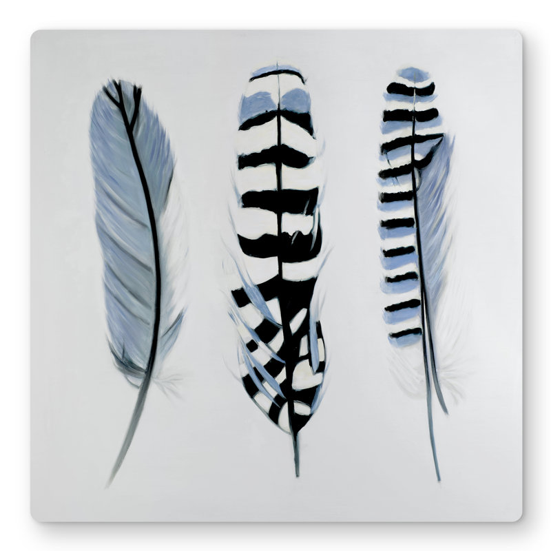 Delicate feathers - Bohemian metal print for home decor
