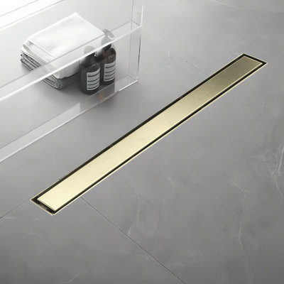 32" 304 Stainless Steel Linear Drain For Fast Drainage, Floor Drain For Bathroom In Brushed Gold