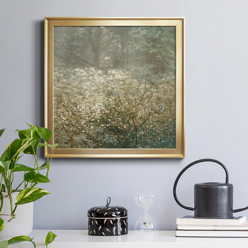 «Foret De Tenom», peinture sur toile encadrée, Cadre doré, H 26,5 po x l 26,5 po x P 1,5 po