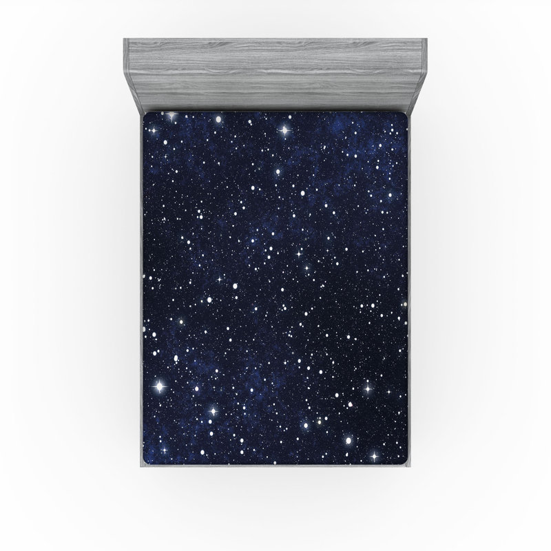 Drap-housse orange Ambesonne, Drap-housse de taille très grand, Bleu foncé / blanc abstrait