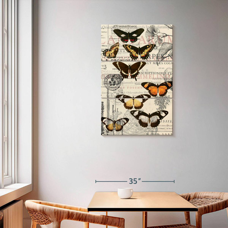 Collage rétro de papillons Brampt, H 57 po x l 36 po