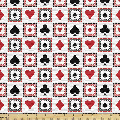 Chrislyn Playings Cards Clubs Hearts Symmetrical Multi-Purpose Fabric