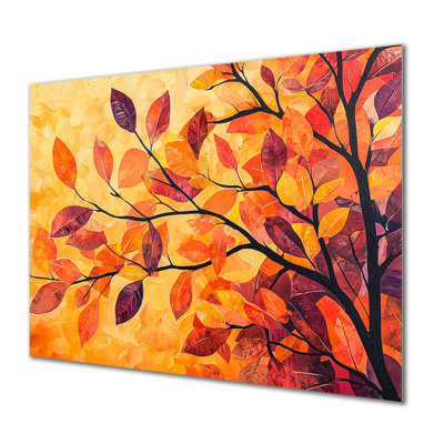 Feuilles d'automne au Canada III - art mural floral en métal, feuilles, impression sur métal