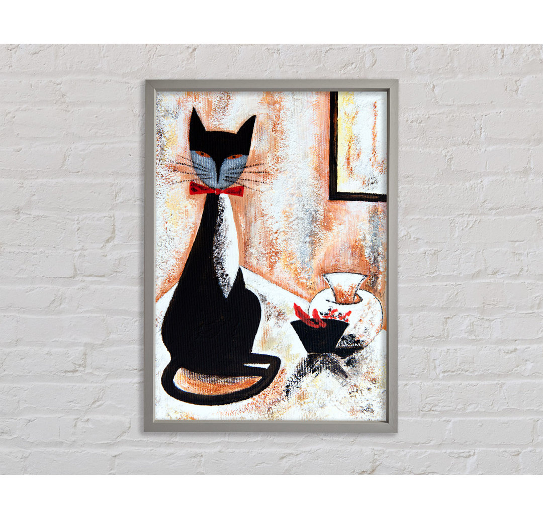 Gerahmtes Leinwandbild Black Cat Bow Tie