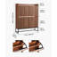 Rangement à chaussures Mid-Century cannelé avec 2 tiroirs rabattables et rangement autoportant en noyer pour le couloir d'entrée et la chambre à coucher | Idée de cadeau