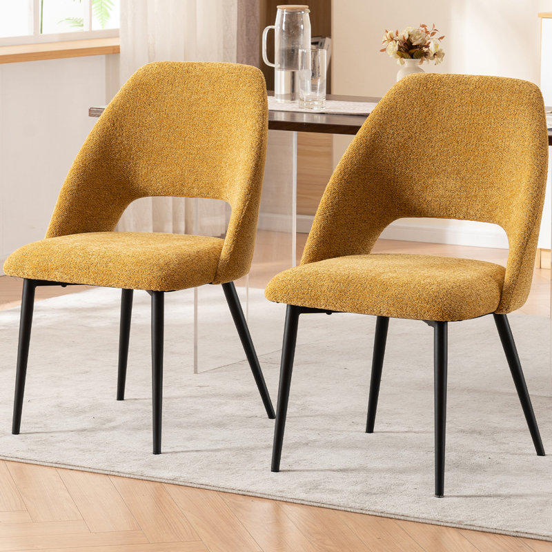 Chaise d'appoint rembourrée Modern, Tissu jaune