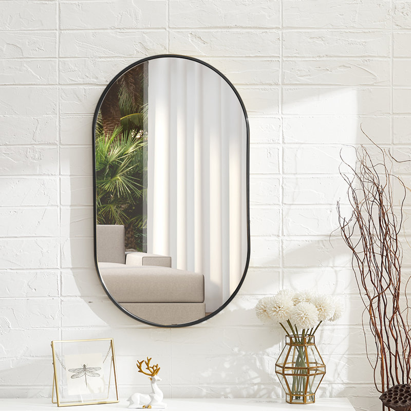 Loy Metal Oval Mirror, Black