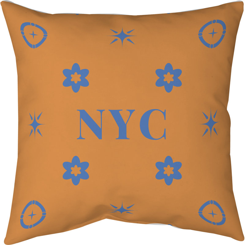 Coussin en coton New York Basketball, New York bleu orange bleu, 26 pouces x 26 pouces