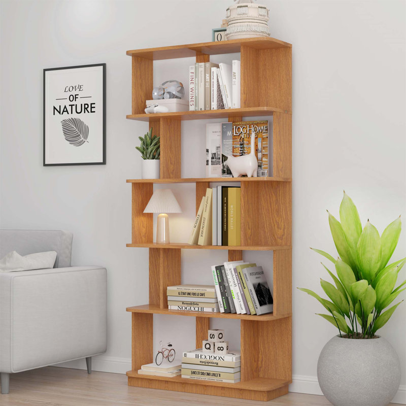 Modern 5-Tier Open Bookshelf – 31.5" L x 64.56" H Tall Storage Rack, MDF Wood Display Case for Media, Books & Decor, Free-Combination Design for Home Office