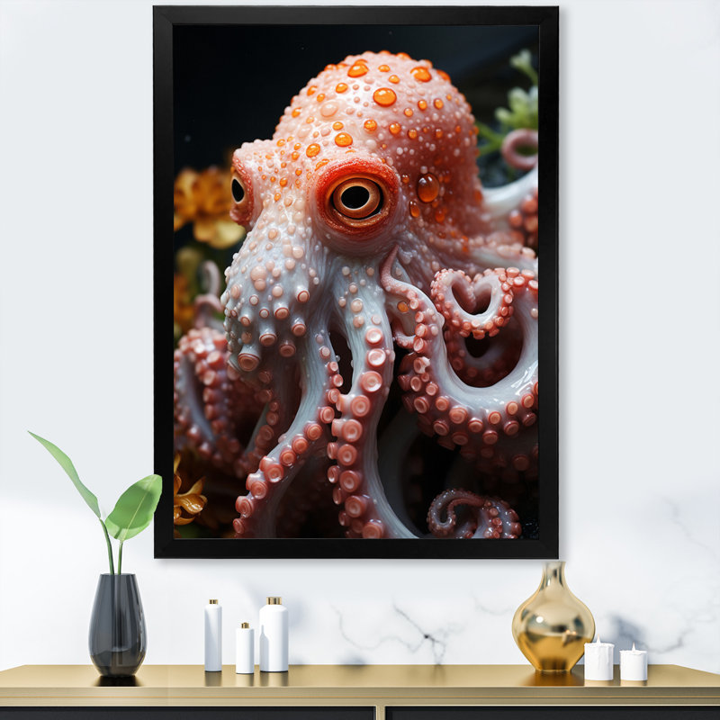 Lapuma Coral Octopus Lunar Reflections, reproduction d'art sur toile, H 20 po x l 12 po x P 1 po, Cadre photo noir