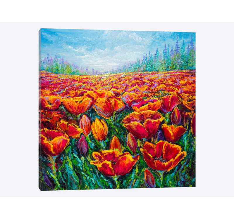«Tulip Time» par Kimberly Adams, impression sur toile, H 24 po x l 24 po x P 1 po, Papier avec cadre noir, Blanc