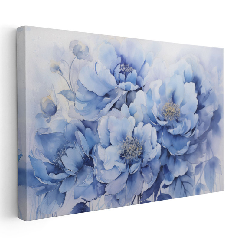 Indigo Petal Whispers, impression murale, Papier, H 20 po x l 30 po x P 0,02 po