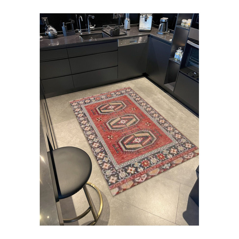 Tapis décoratif à motif thématique traditionnel à motif rétro lavable à la machine