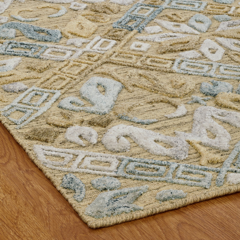 Tapis brun en laine à motif géométrique nantais, Rectangle 8 pi x 10 pi