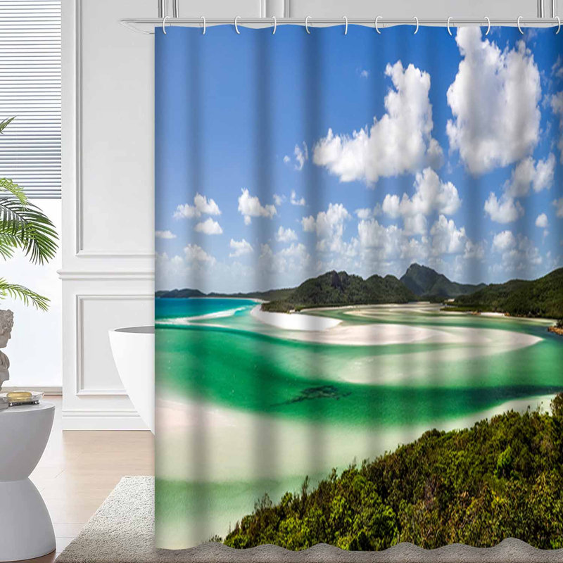 Rideau de douche avec 12 crochets Queensland, L 72 po x l 78 po