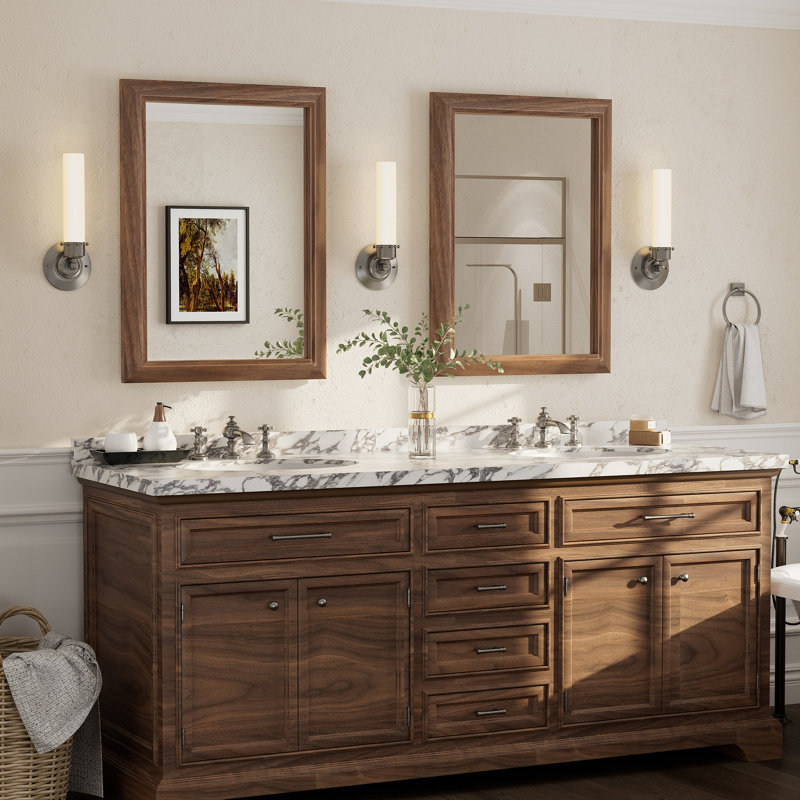 Miroir mural Amara, 40 po x 32 po, Bois brun foncé