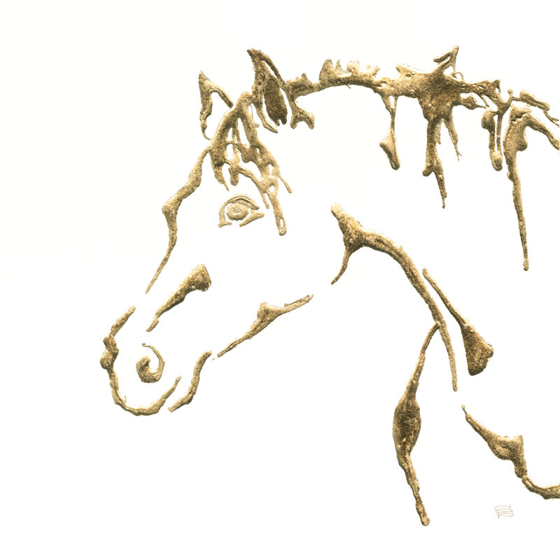 Gilded Cowpony On White by Chris Paschke - Wrapped Canvas Painting, 76cm H x 76cm W x 3.8cm D