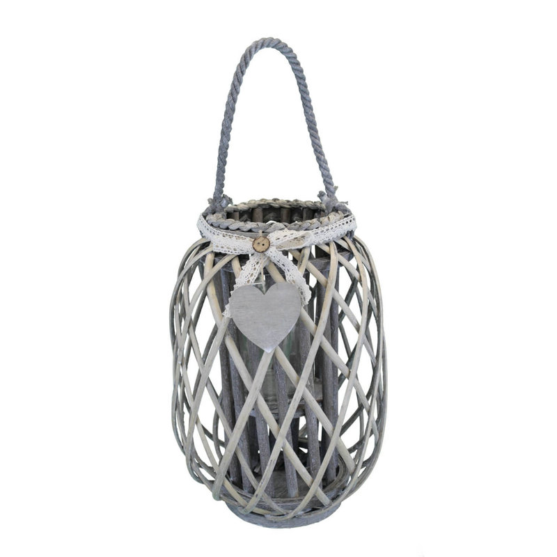 Glass Tabletop Lantern, Grey