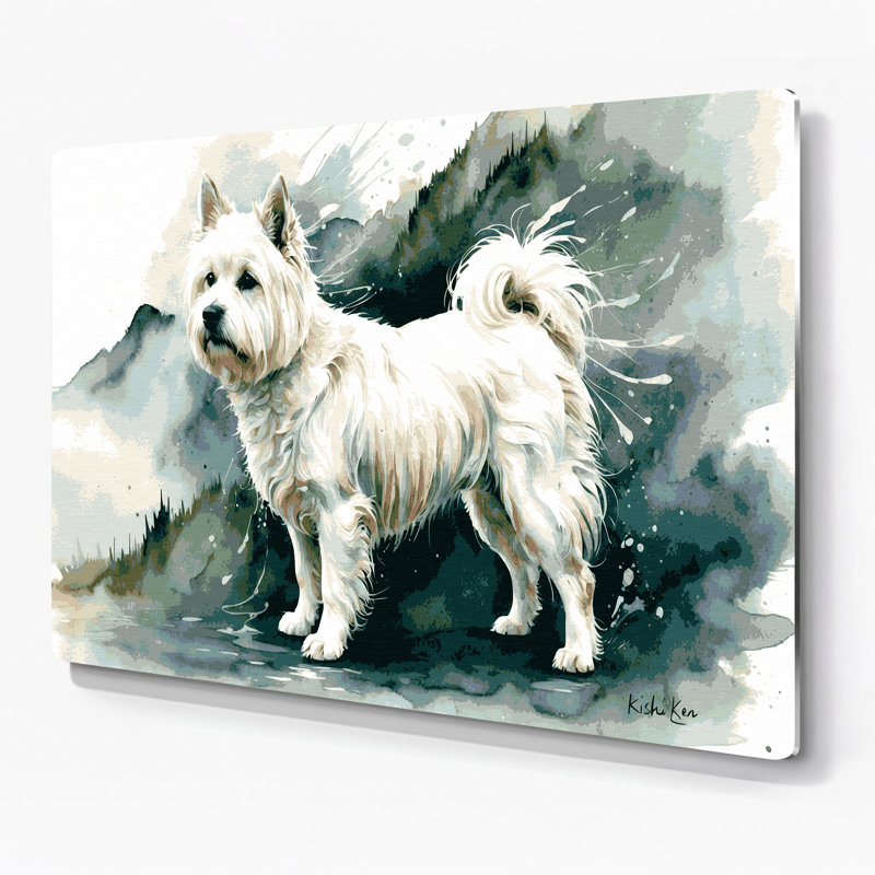 Chiens, art mural beige en métal Kishu Ken, H 11 po x l 14 po